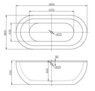 Акриловая ванна BelBagno BB13-1800 180x85 см, отдельностоящая, белая, овальная